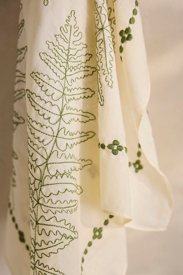 Fern Embroidered Cotton Bandana #1