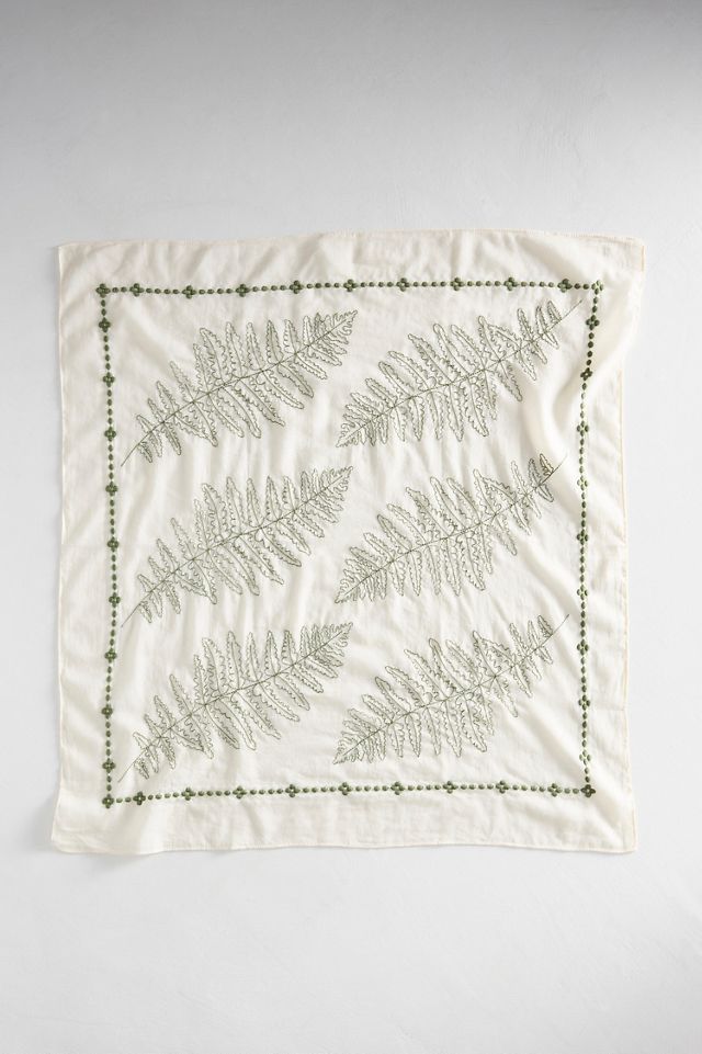Fern Embroidered Cotton Bandana #2