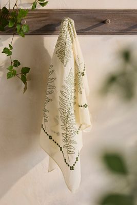 Fern Embroidered Cotton Bandana