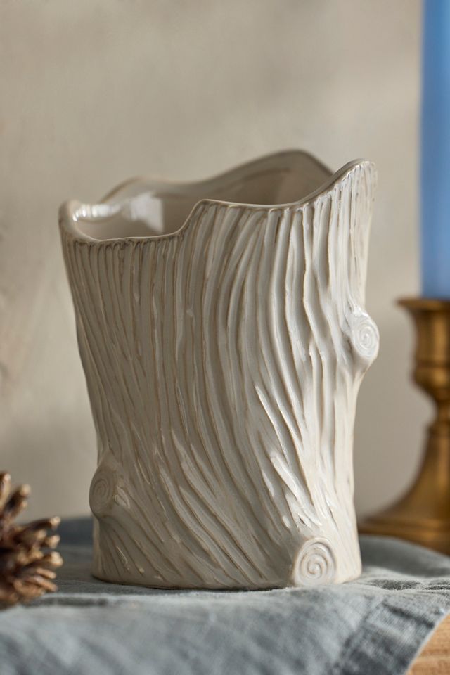 Ivory Ceramic Faux Bois Vase #2