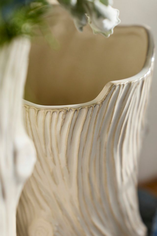 Ivory Ceramic Faux Bois Vase #3