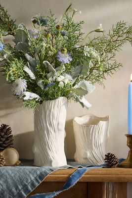 Ivory Ceramic Faux Bois Vase