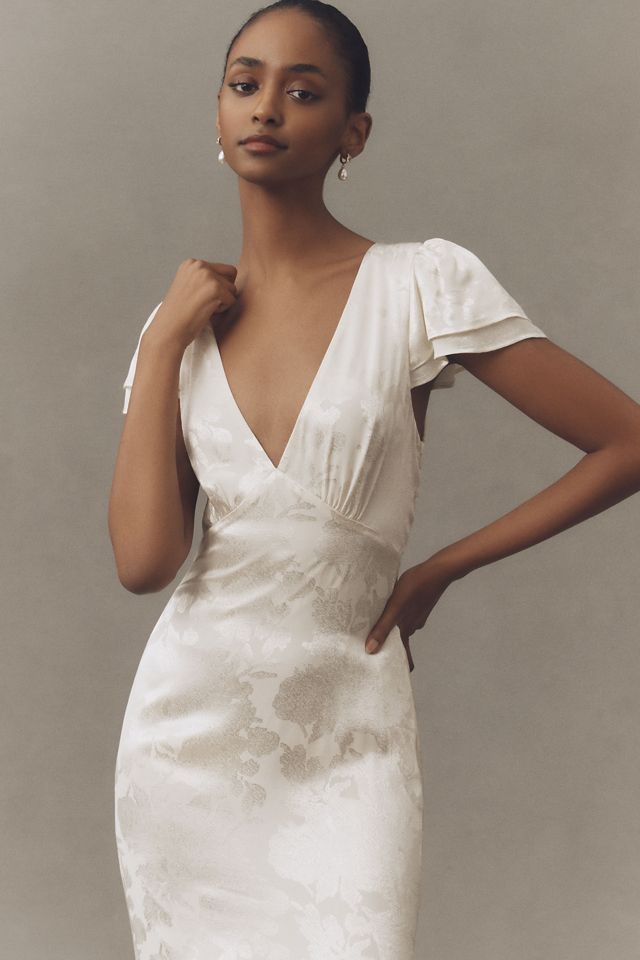 BHLDN Ruffle V-Neck Textured Midi Dress #2