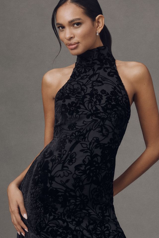 BHLDN Velvet Burnout High-Neck Maxi Dress #3