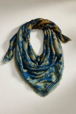 Terrain Two-tone Floral Cashmere + Modal Scarf In Blue