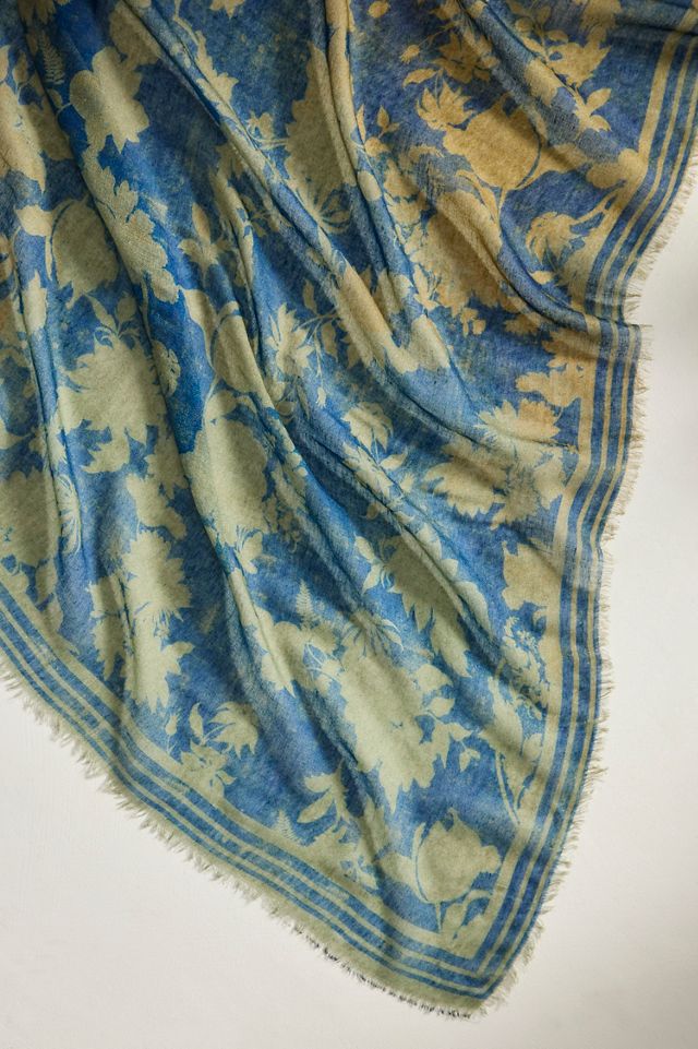 Two-Tone Floral Cashmere + Modal Scarf #1