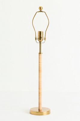 Wrapped Rattan Brass Buffet Table Lamp Base
