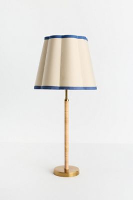 Wrapped Rattan Brass Buffet Table Lamp Base