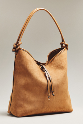 Mali + Lili Knotted Faux-suede Tote Bag In Sand