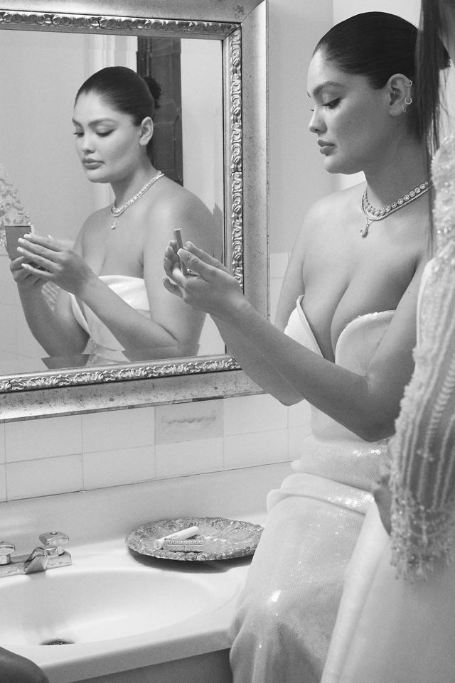 BHLDN Strapless Sequin Side-Slit Midi Dress #1