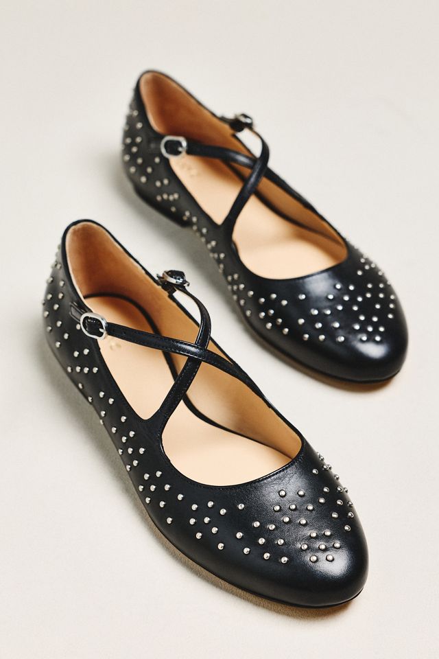 Maeve Cross-Strap Studded Mary Jane Flats #1