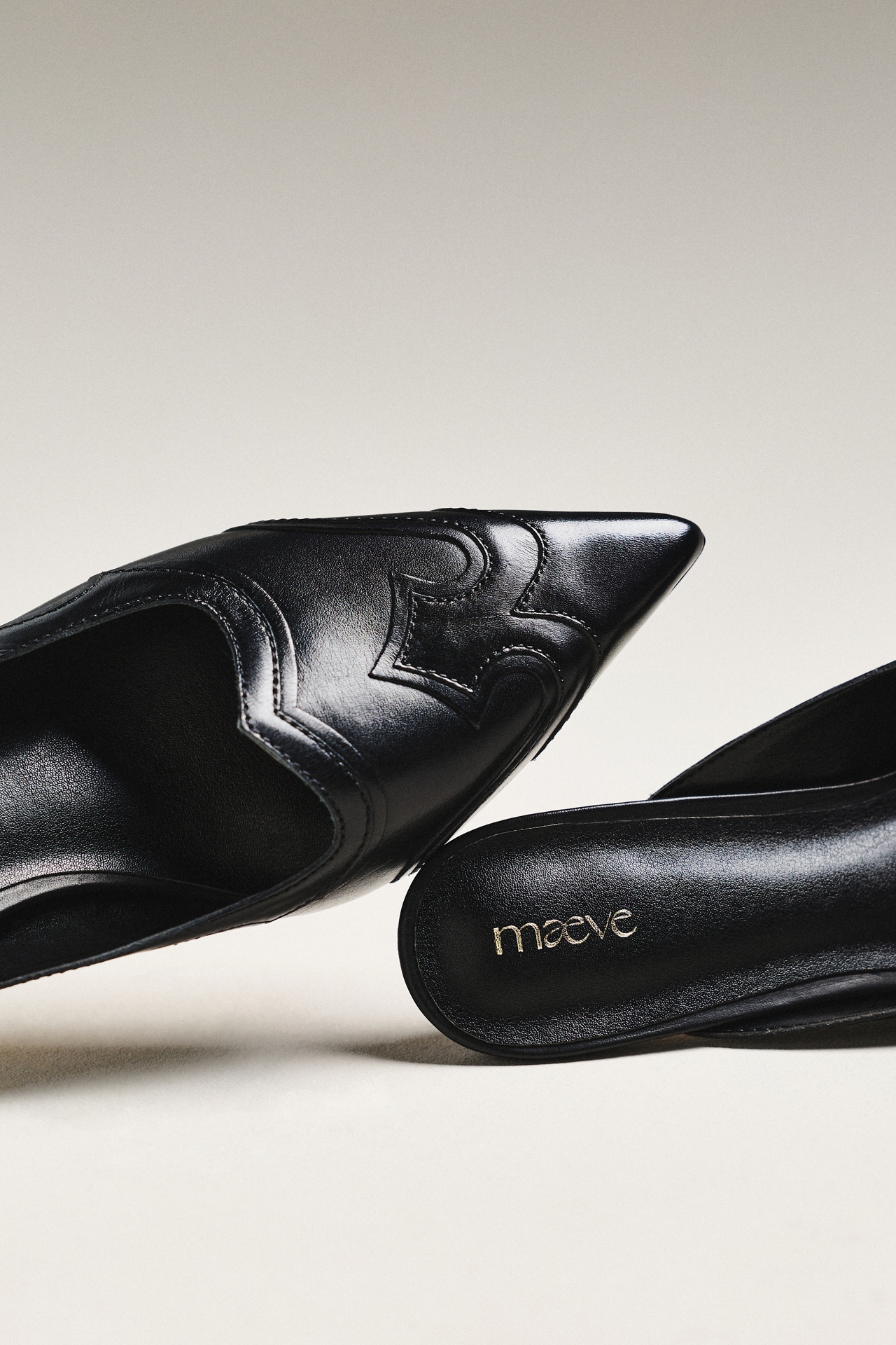 Maeve Pointed-Toe Western Mule Heels