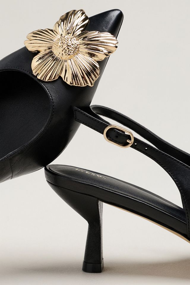 Maeve Flower Hardware Detail Slingback Heels #2
