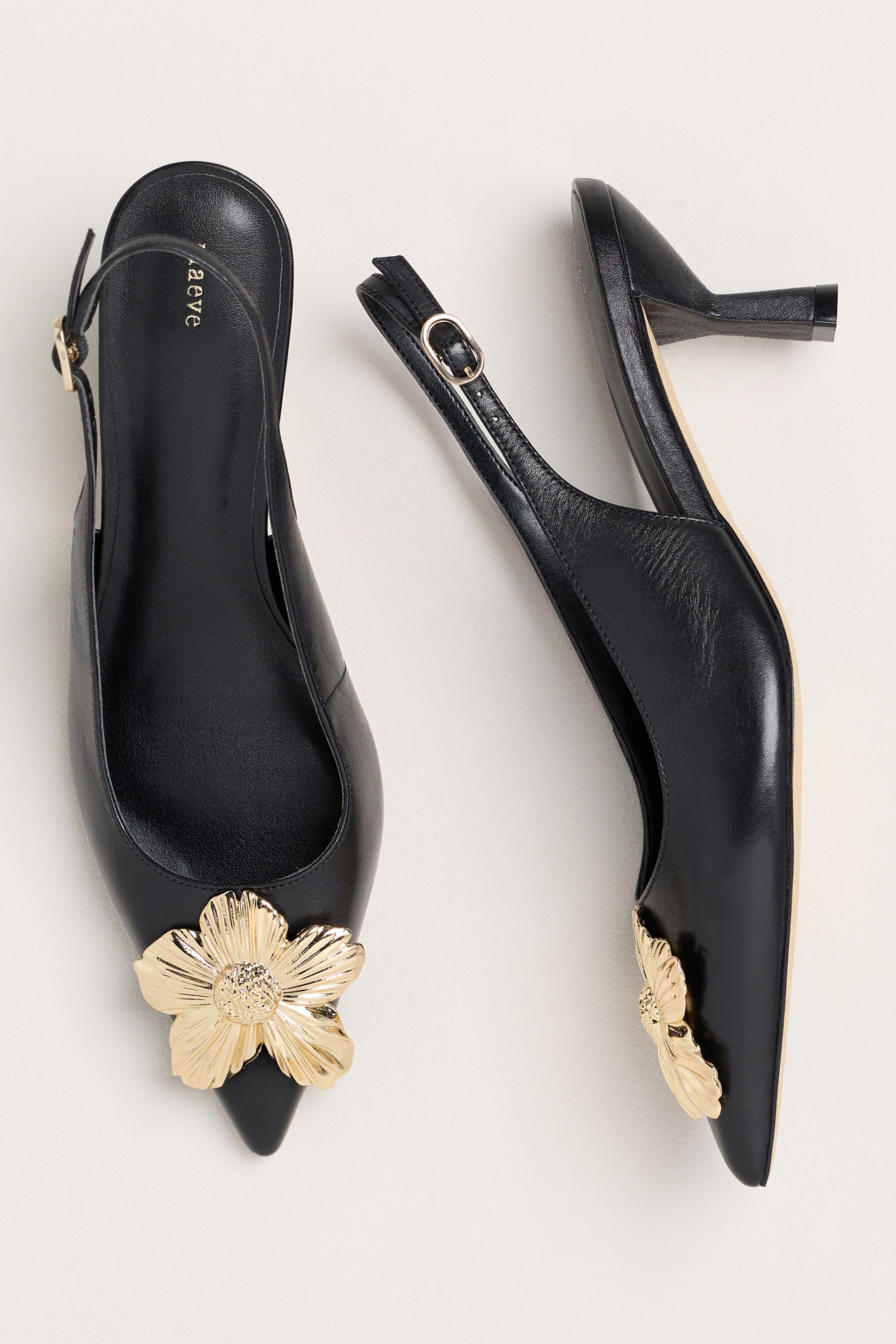 Maeve Flower Hardware Detail Slingback Heels