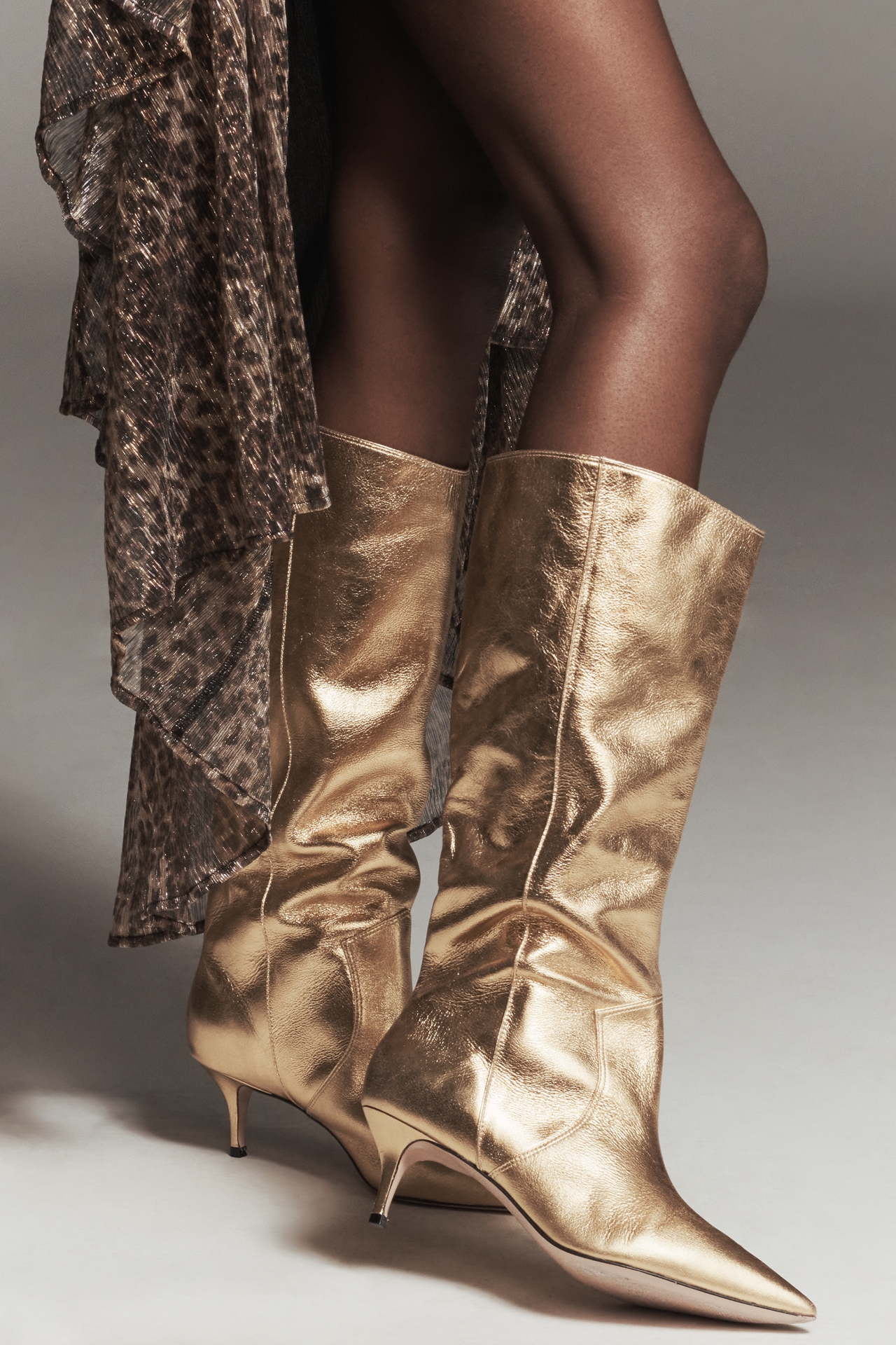Metallic Pointed-Toe Boots