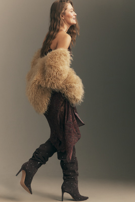 By Anthropologie Studded Scrunch Tall Boots In Brown