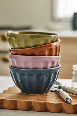 Amelie Latte Portuguese Stoneware Cereal Bowls, Set of 4 | AnthroHome
