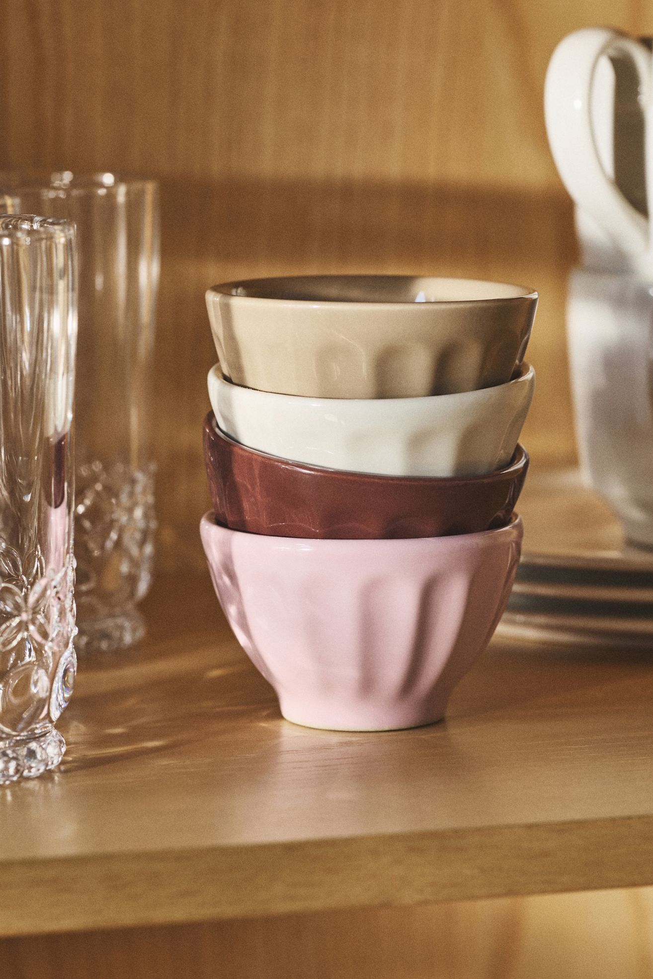 The Latte Stoneware Mini Bowl, Set of 4: Amelie Edition - Pink Pattern, Standard, Set Of 4