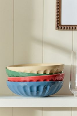 Amelie Latte Portuguese Stoneware Pasta Bowls, Set of 4