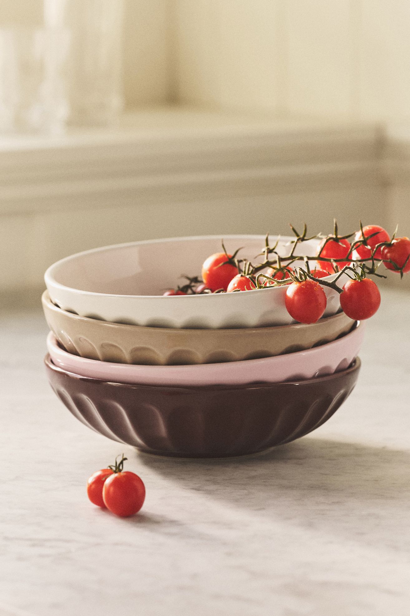 The Latte Stoneware Mini Bowl, Set of 4: Amelie Edition - Pink Pattern, Standard, Set Of 4