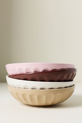 Amelie Latte Portuguese Stoneware Pasta Bowls, Set of 4