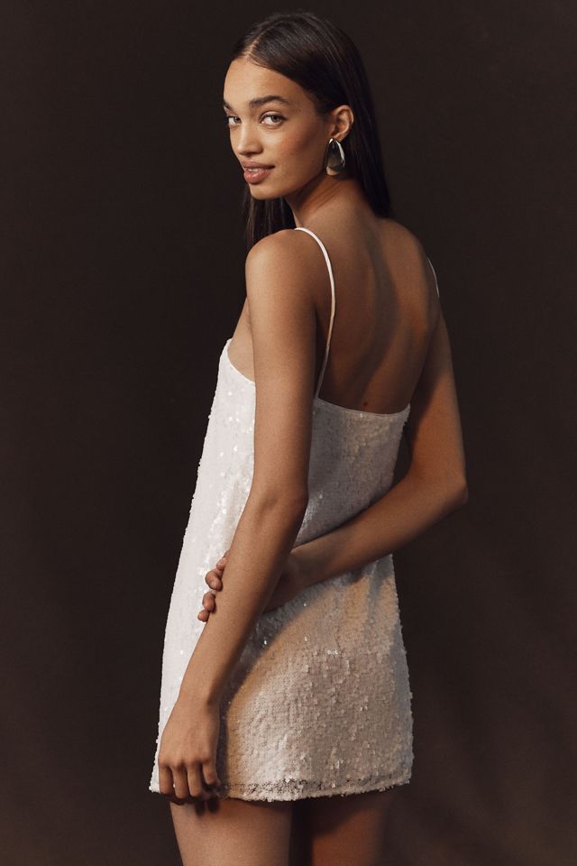 Anthropologie Weddings x Shona Joy Illusion Sequin Square-Neck Mini Dress #1