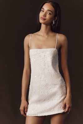 Anthropologie Weddings x Shona Joy Illusion Sequin Square-Neck Mini Dress