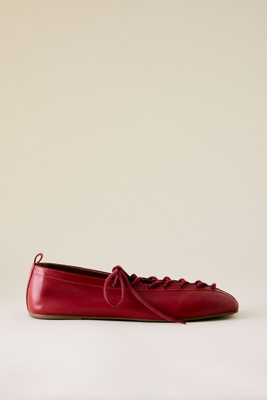Maeve Tie-up Grommet Ballet Flats In Red