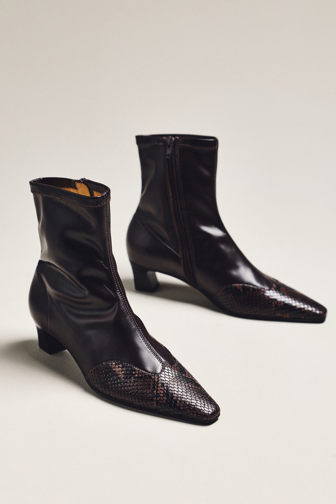 Maeve Cap-Toe Stretch Ankle Boots