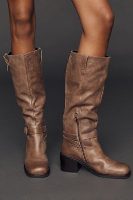 Maeve Mod Buckle Block-Heel Boots