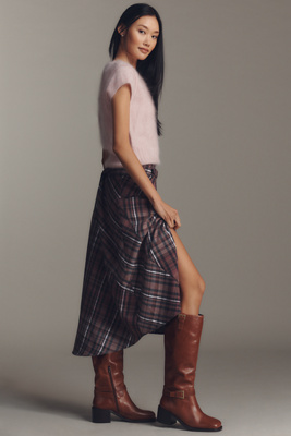 Maeve Mod Buckle Block-heel Boots In Brown