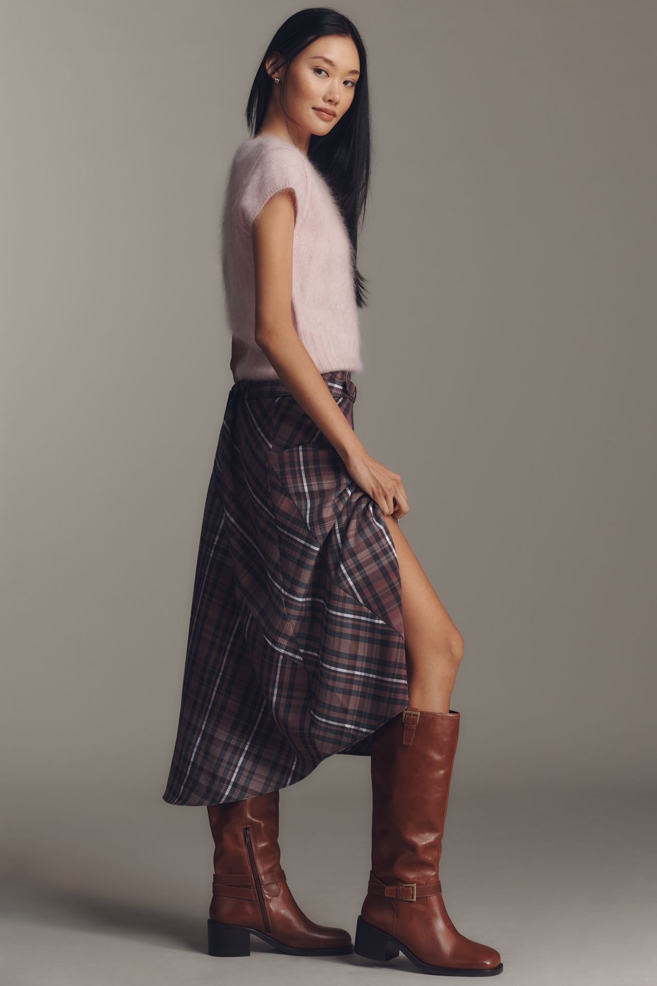 Maeve Mod Buckle Block-Heel Boots