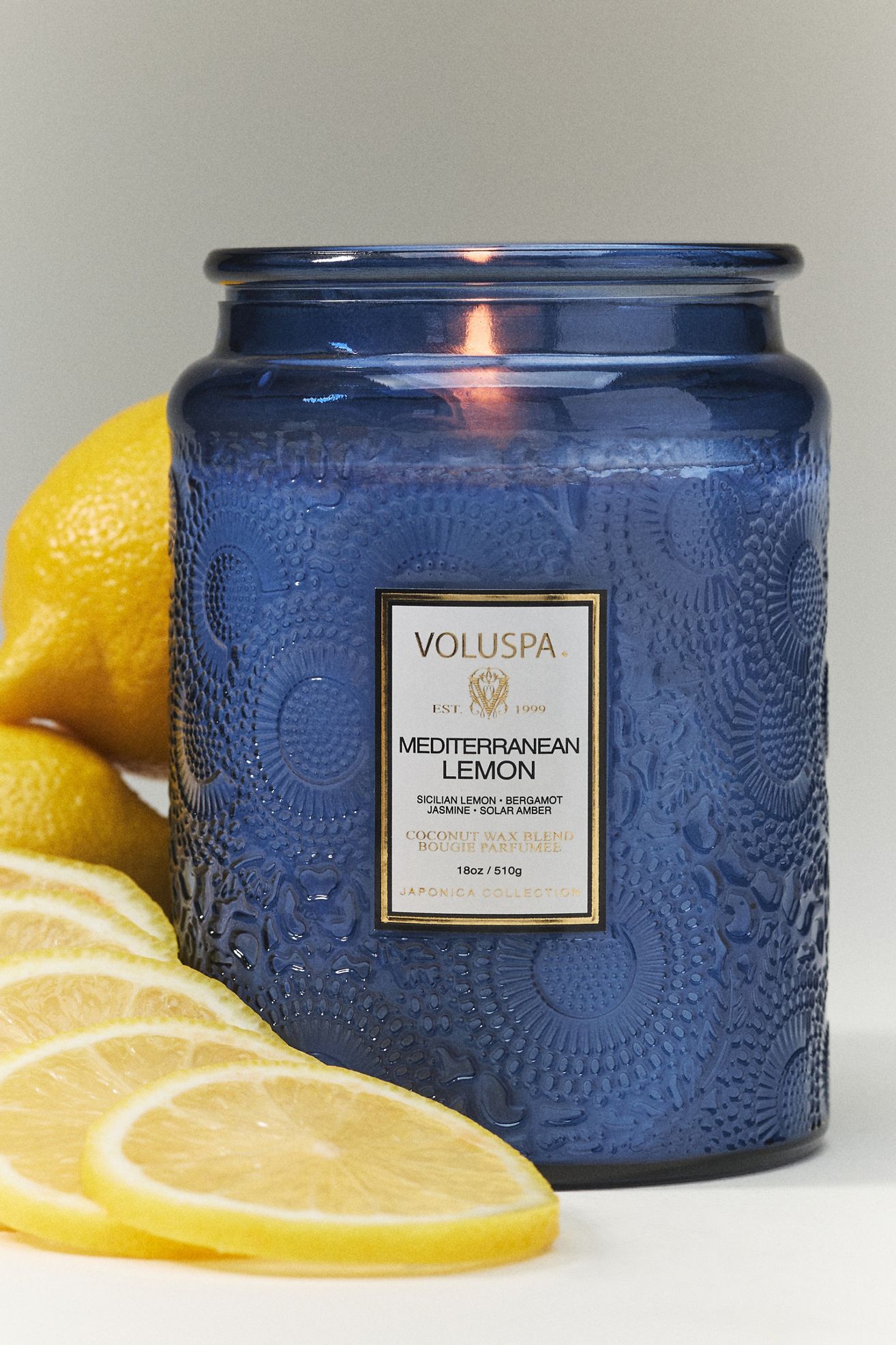 Voluspa Japonica Mediterranean Lemon Glass Jar Candle - Mediterranean Lemon, M
