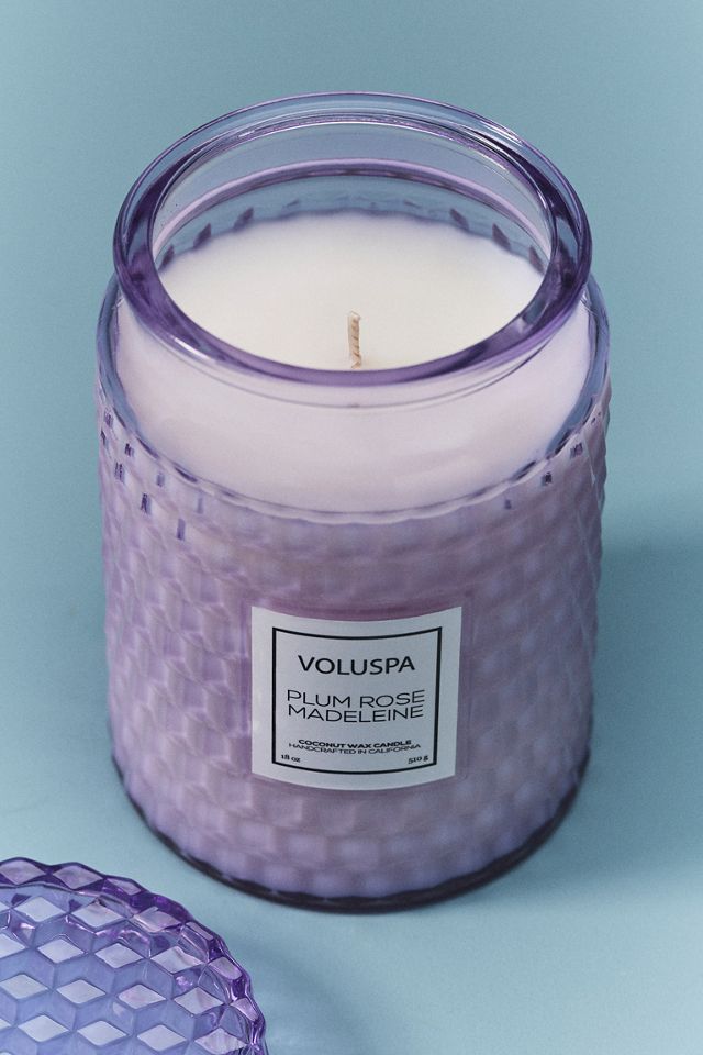 Voluspa Floral Plum Rose Madeleine Glass Candle | AnthroHome