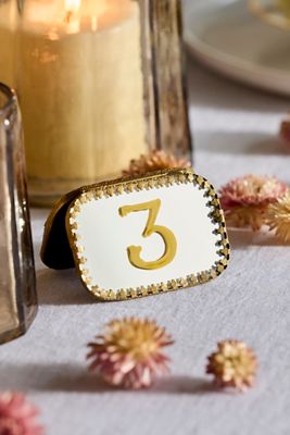 Filigree Mirrored Table Signs, Set of 4