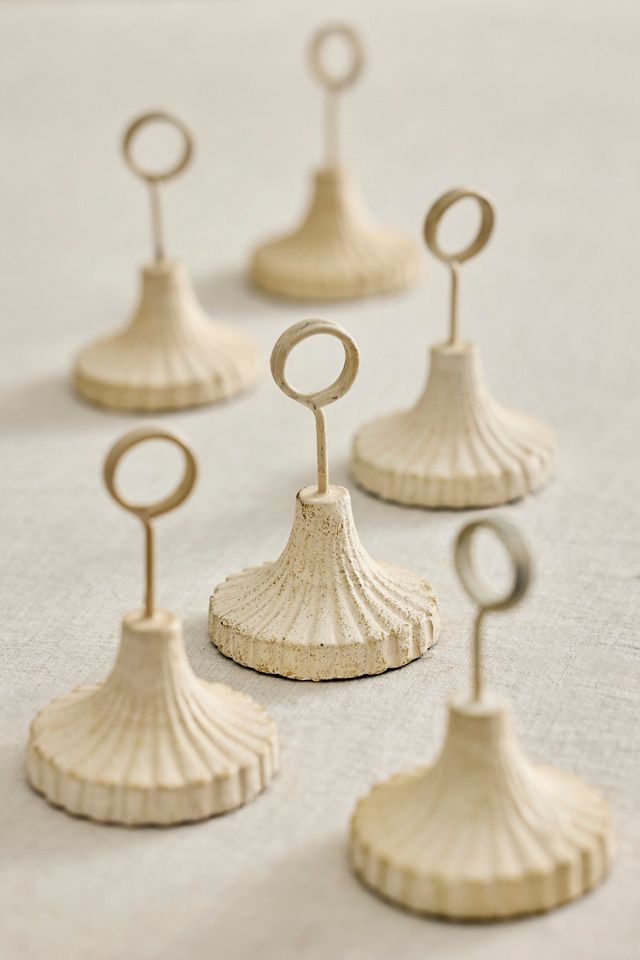 Scalloped Ivory Iron Place Card Holders, Set of 6 #2