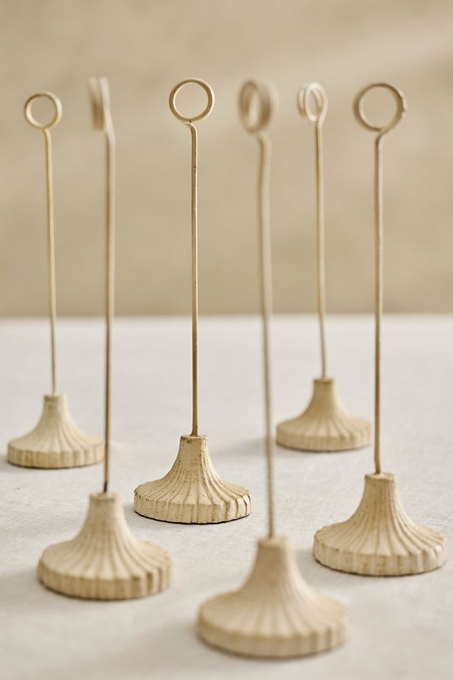 Scalloped Ivory Iron Place Card Holders, Set of 6 #3