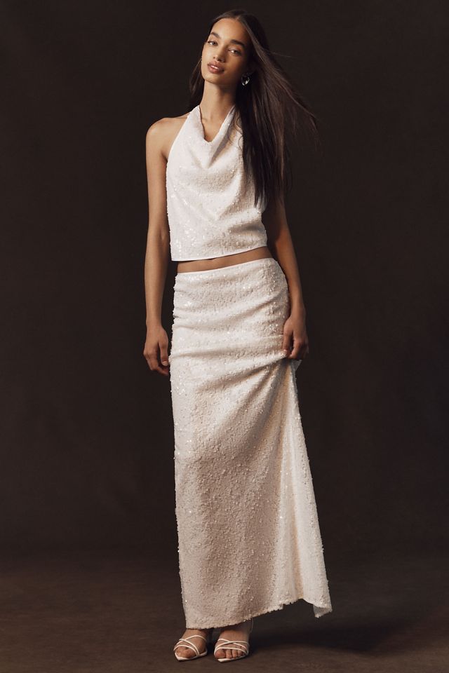 Anthropologie Weddings x Shona Joy Illusion Sequin Halter Top #3