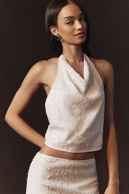 Anthropologie Weddings x Shona Joy Illusion Sequin Halter Top