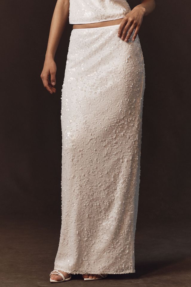 Anthropologie Weddings x Shona Joy Illusion Sequin A-Line Maxi Skirt #2