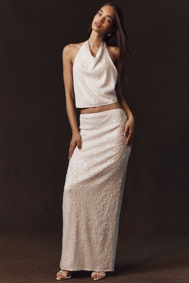 Anthropologie Weddings x Shona Joy Illusion Sequin A-Line Maxi Skirt #1
