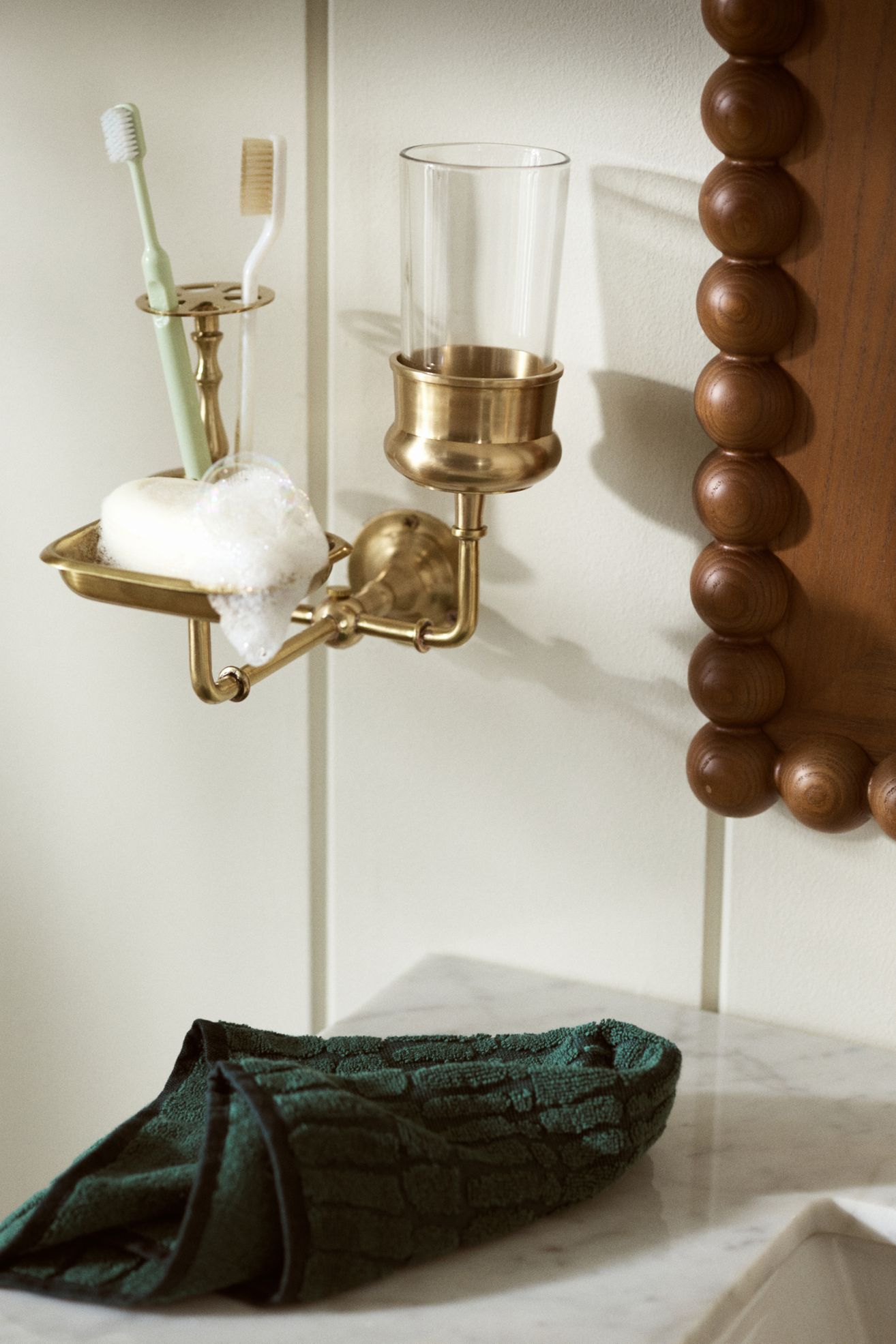 Brass Bathroom Organizer - Polished Brass, One Size