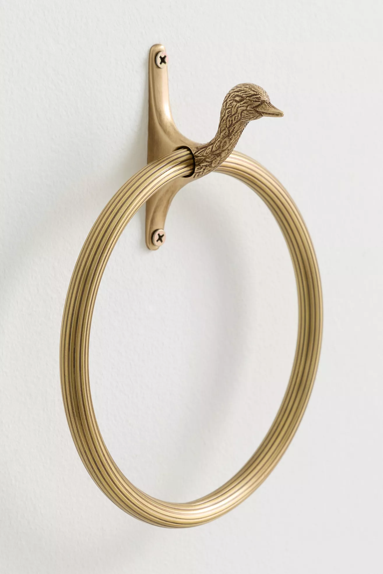 Mallard Duck Brass Towel Ring