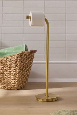 Wiggle Scalloped Brass Standing Toilet Paper Holder