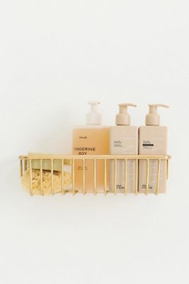 Wall-Mounted Brass Bath Caddy