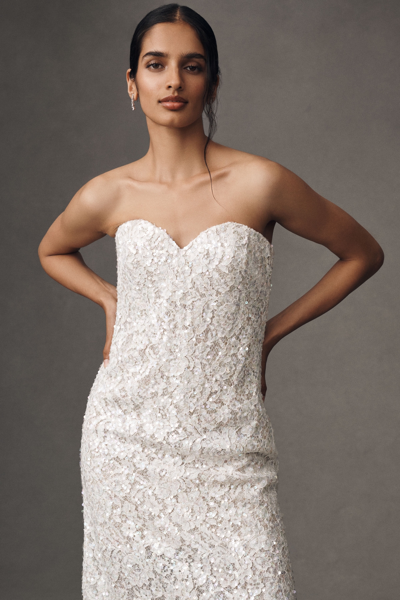 Helsi Francine Strapless Sweetheart Sequin Midi Dress