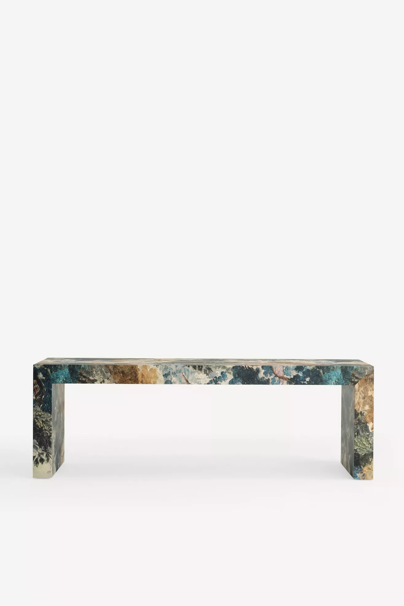 Close-up of Hale Canvas bench showing extended straight edges and print