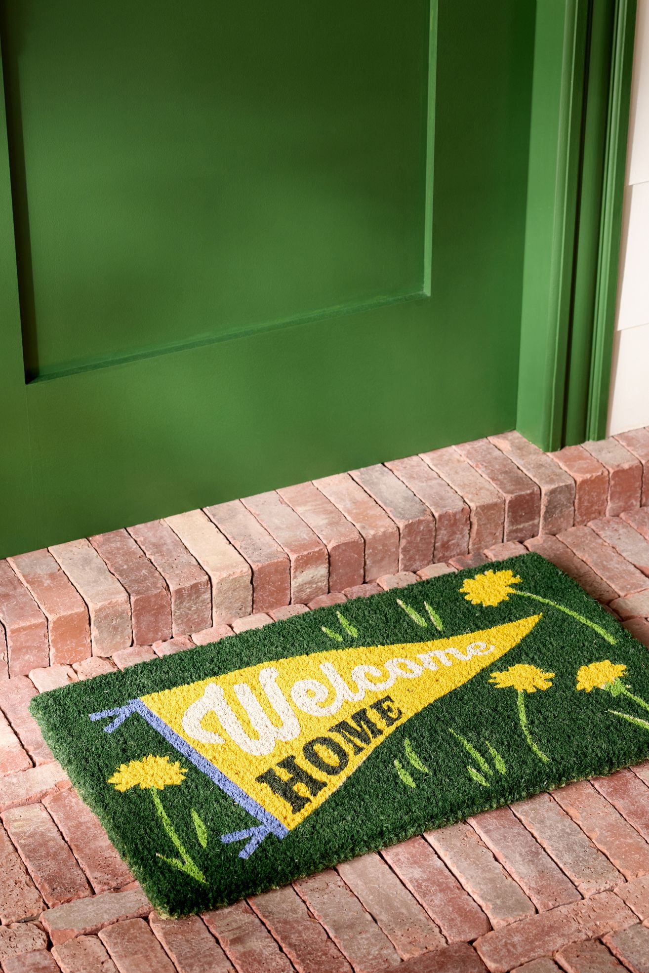 Welcome Home Pennant Coir Printed Doormat - Green, Standard, 18" x 30"
