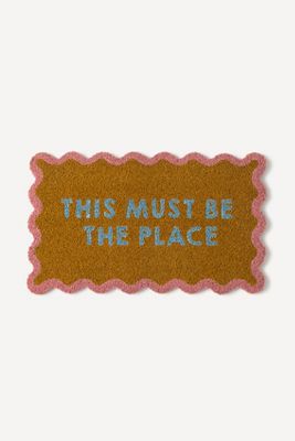 This Must Be the Place Scalloped Printed Coir Doormat