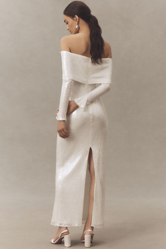 Mare Mare Long-Sleeve Off-Shoulder Sequin Maxi Dress #1
